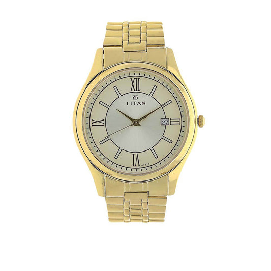 Titan Champagne Dial Analog Watch for Men 1713YM03