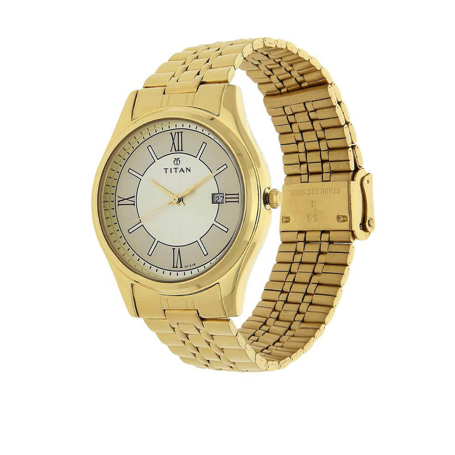 Titan Champagne Dial Analog Watch for Men 1713YM03