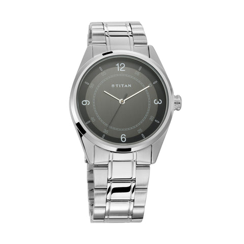 Titan Men's Eleganza Lumina Blue: Luminous Dial Watch with Sophisticated Link Metal Strap