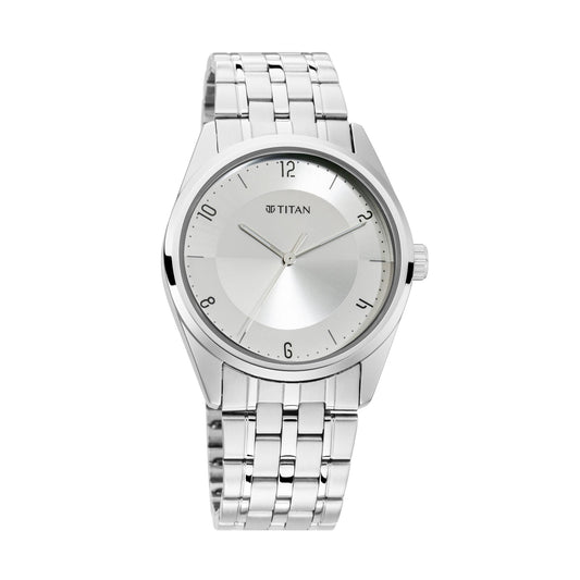 Workwear Watch with Silver white Dial & Metal Strap 1729SM06