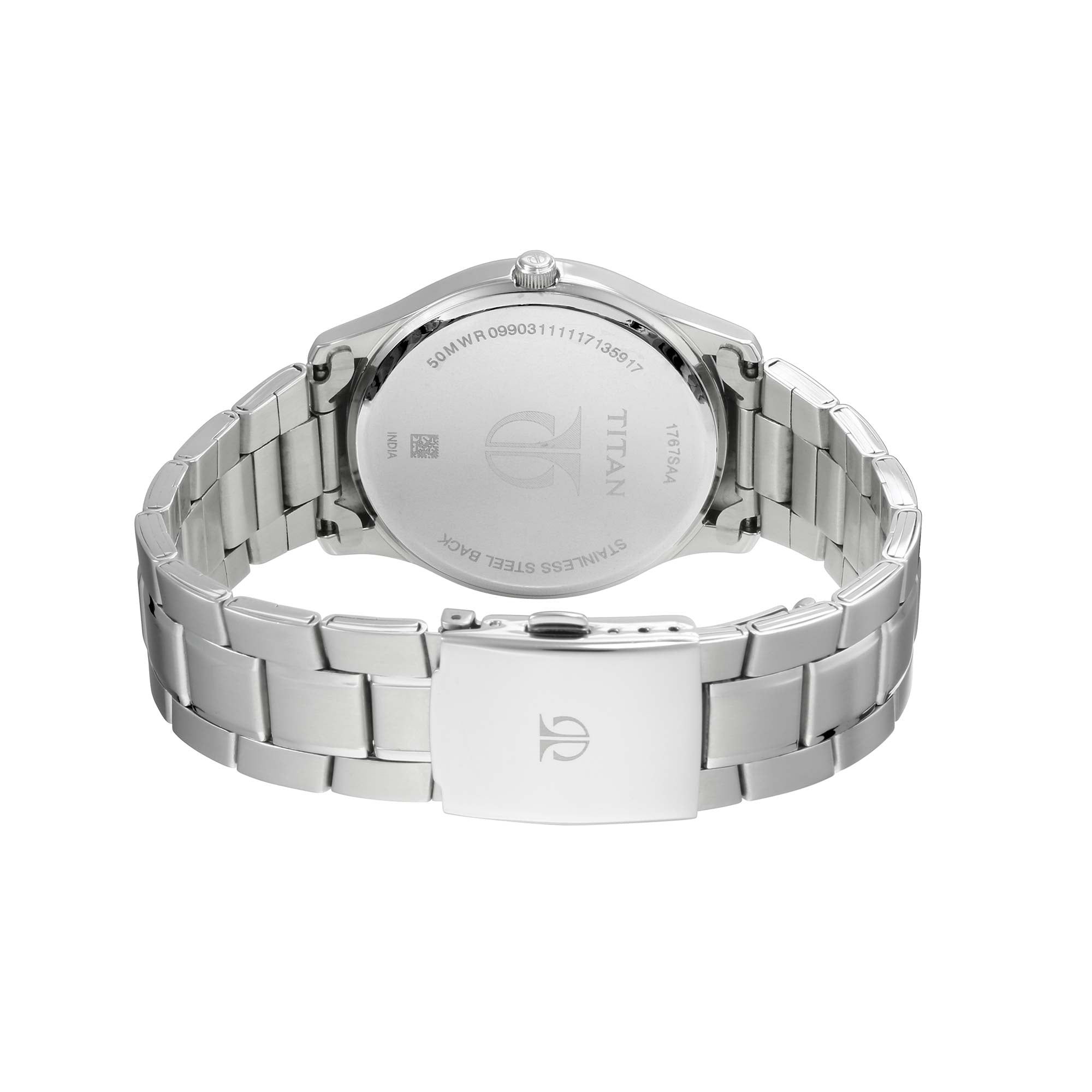 Titan Workwear White Dial Analog with Day and Date Stainless Steel