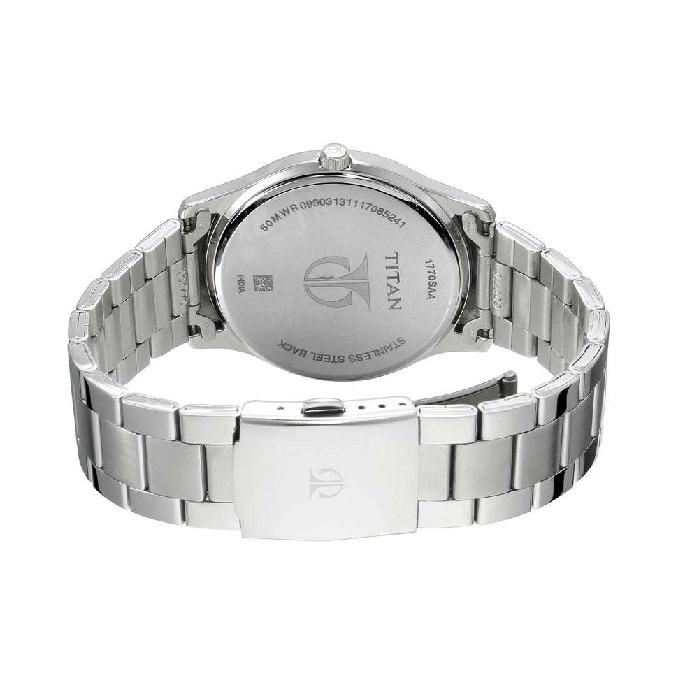 Titan Workwear White Dial Analog with Date Stainless Steel Strap watch for Men