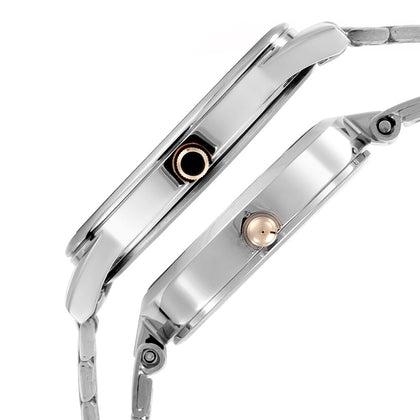 Titan Quartz Analog Silver Dial Stainless Steel Strap Watch for Couple