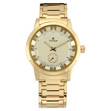 Titan Grandmaster Champagne Dial Analog Metal Strap Watch for Men