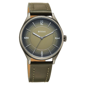 Titan Neo Economy V Green Round Dial Leather Strap Watch For Men
