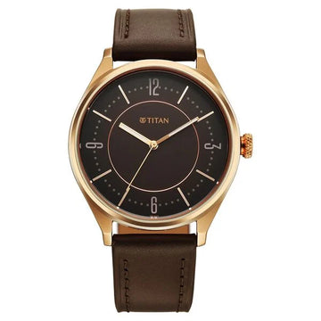 Titan Neo Economy V Brown Round Dial Leather Strap Watch For Men