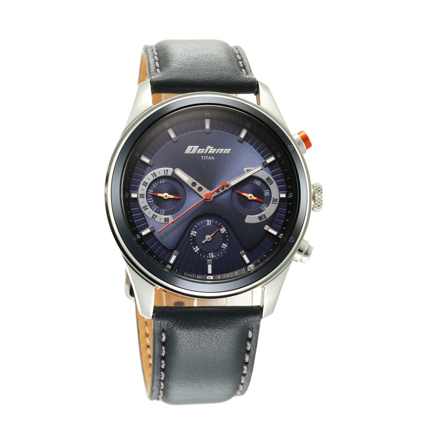 Titan Octane Quartz Multifunction Blue Dial With Blue Leather Strap Watch For Men