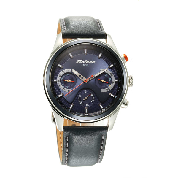 Titan Octane Quartz Multifunction Blue Dial With Blue Leather Strap Watch For Men