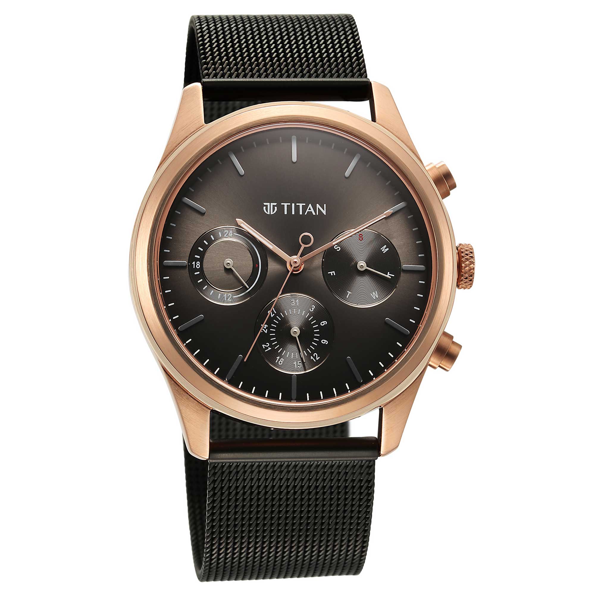 Titan Noir Anthracite Dial Analog Stainless Steel Strap Watch for