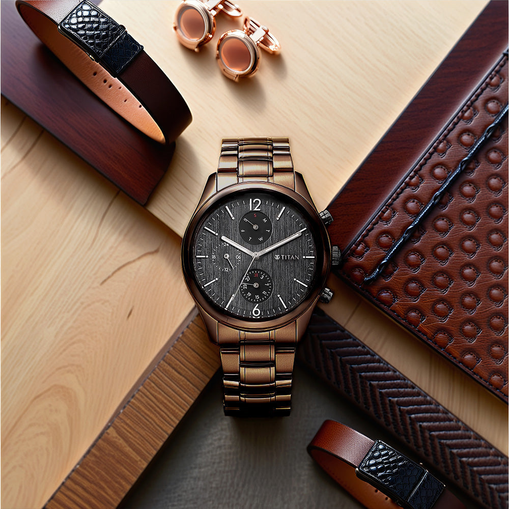 Titan Neo SplashBlack Dial Quartz Multifunction Stainless Steel Strap watch for Men