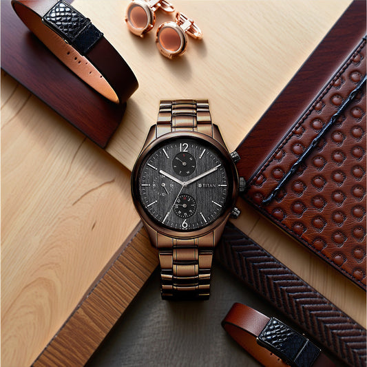 Titan Neo SplashBlack Dial Quartz Multifunction Stainless Steel Strap watch for Men