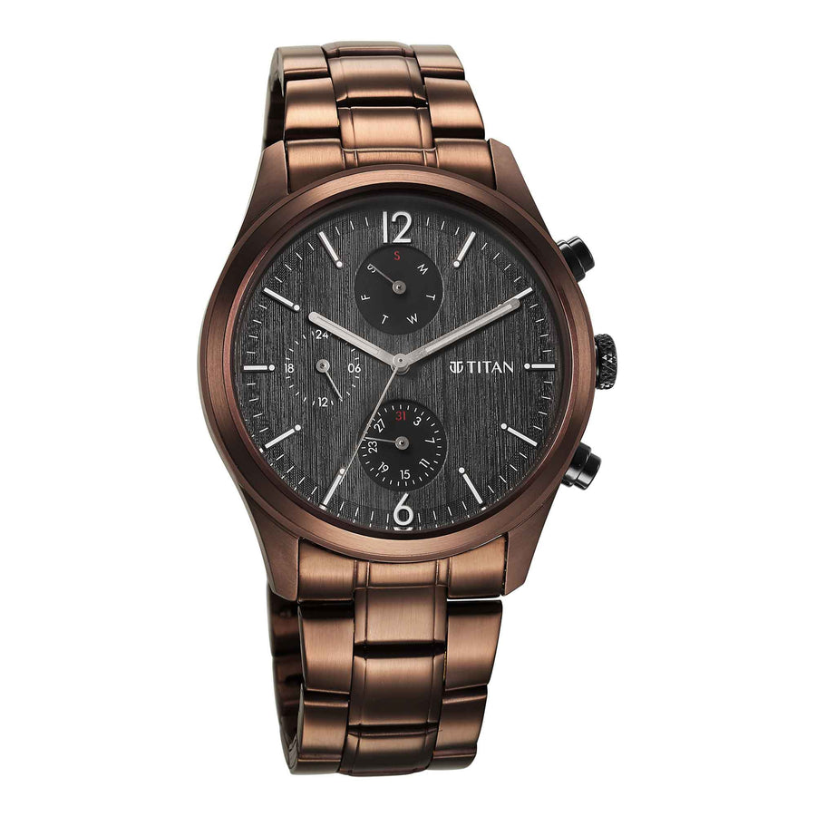 Titan Neo SplashBlack Dial Multi Stainless Steel Strap watch for Men