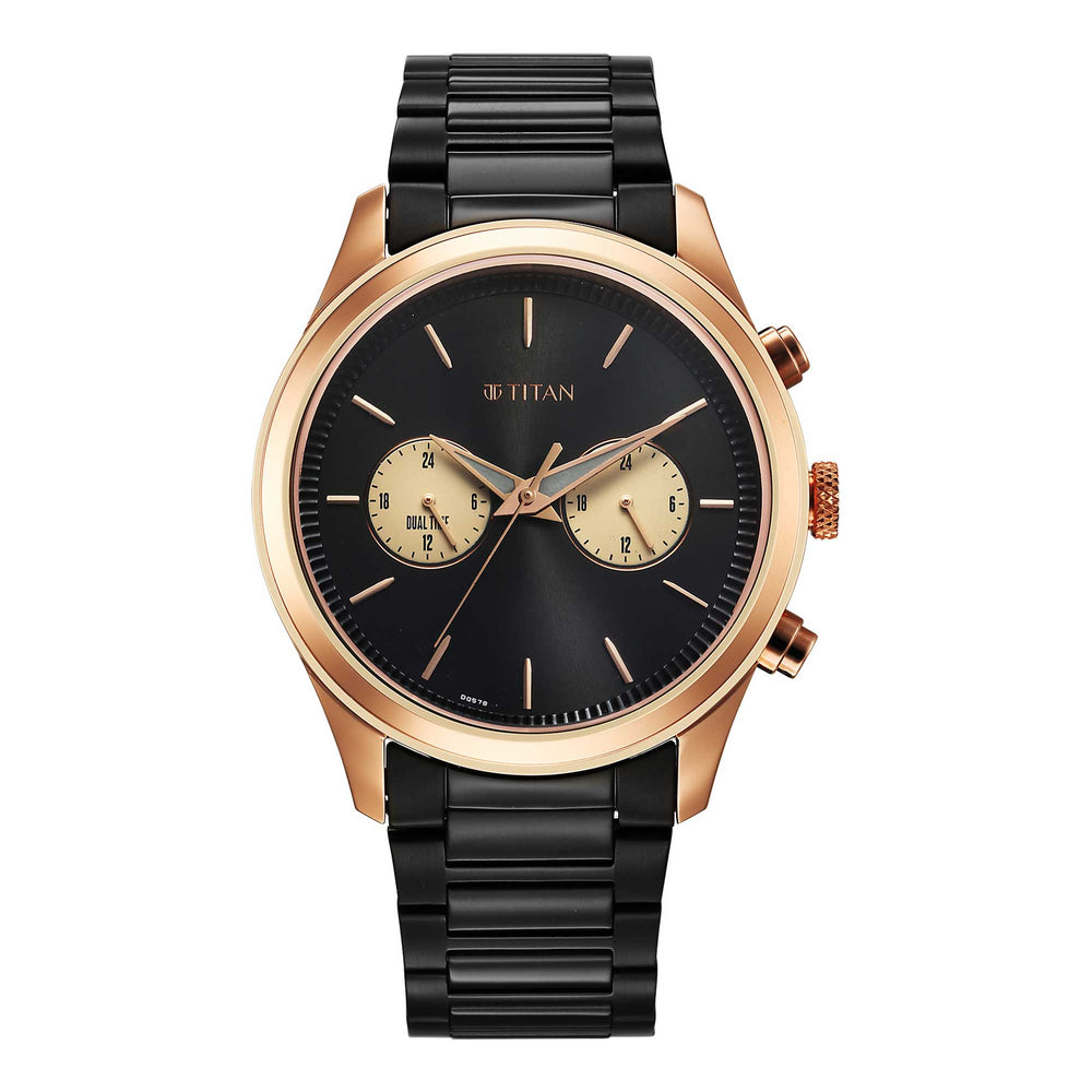 Titan Men Stainless Steel Round Shape Watches(1805KM12)