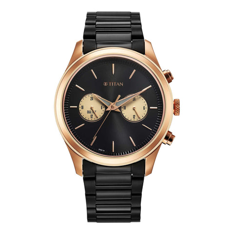 Titan Men Stainless Steel Round Shape Watches(1805KM12)