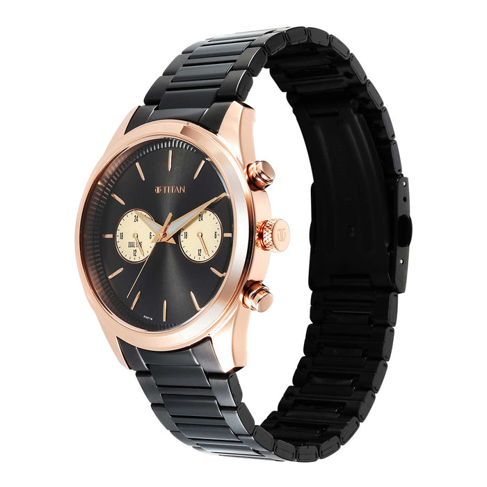 Titan Men Stainless Steel Round Shape Watches(1805KM12)