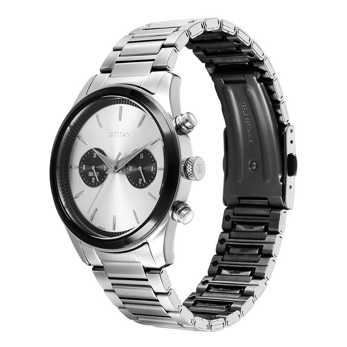 Titan Men Stainless Steel Round Shape Watches(1805KM13)