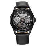 Titan Octane Quartz Multifunction Black Dial With Black Leather Strap Watch For Men