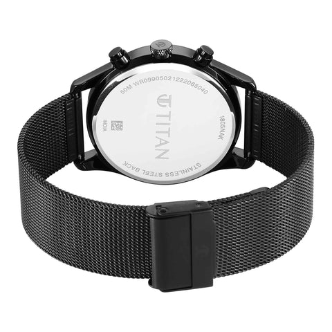 Titan Neo Black & Gold Quartz Analog with Day and Date Black Dial Stainless Steel Strap Watch for Men