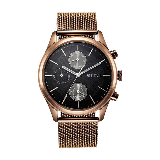 Titan Neo Splash Black Dial Analog Quartz Stainless Steel Strap watch for Men