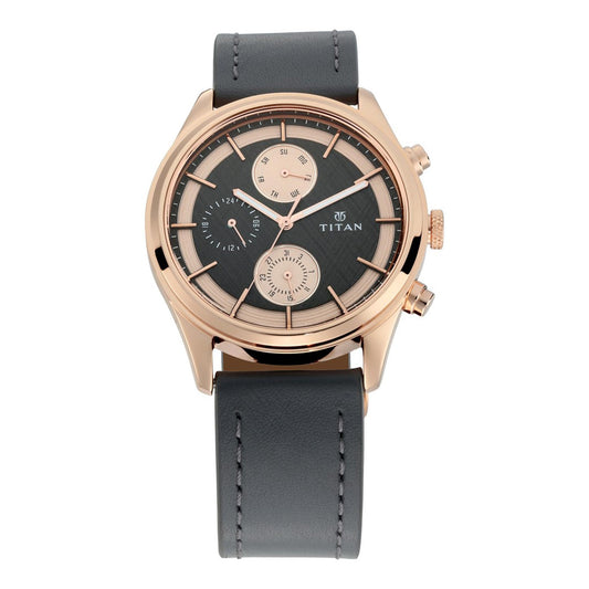 Titan Workwear Grey Dial Multi Leather Strap watch for Men