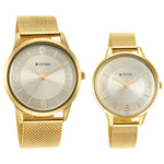Titan Bandhan Champagne Dial Analog Stainless Steel Strap watch for Couple
