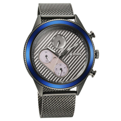 Titan Quartz Analog Anthracite Dial Stainless Steel Strap Watch for Men