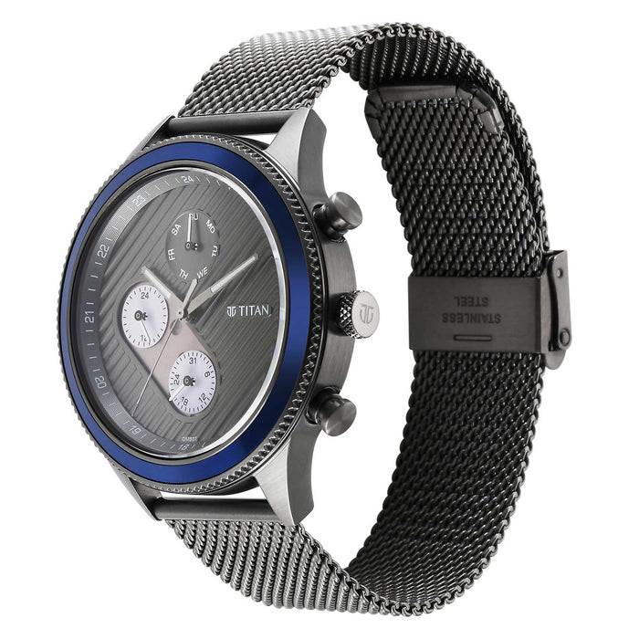 Titan Quartz Analog Anthracite Dial Stainless Steel Strap Watch for Men