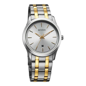 Titan Silver White Dial Alog Watch for Men