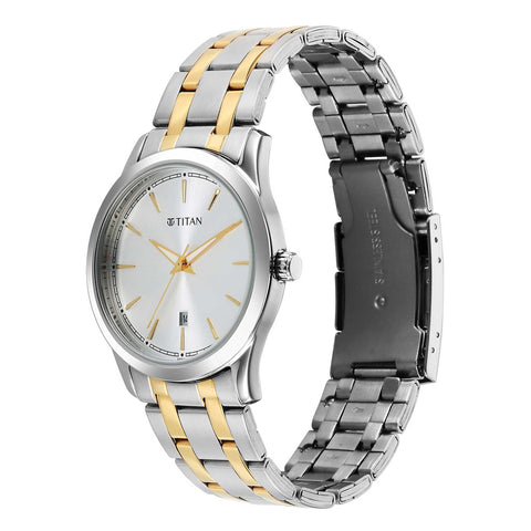 Titan Silver White Dial Alog Watch for Men