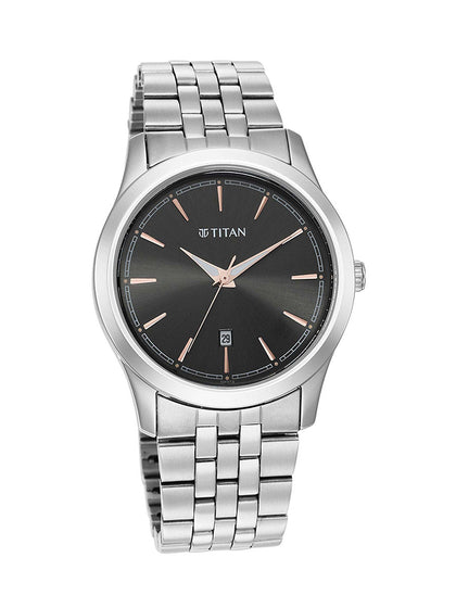Titan Quartz Analog Anthracite Dial Stainless Steel Strap Watch for Men