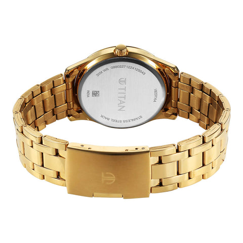 gold men wrist watch
