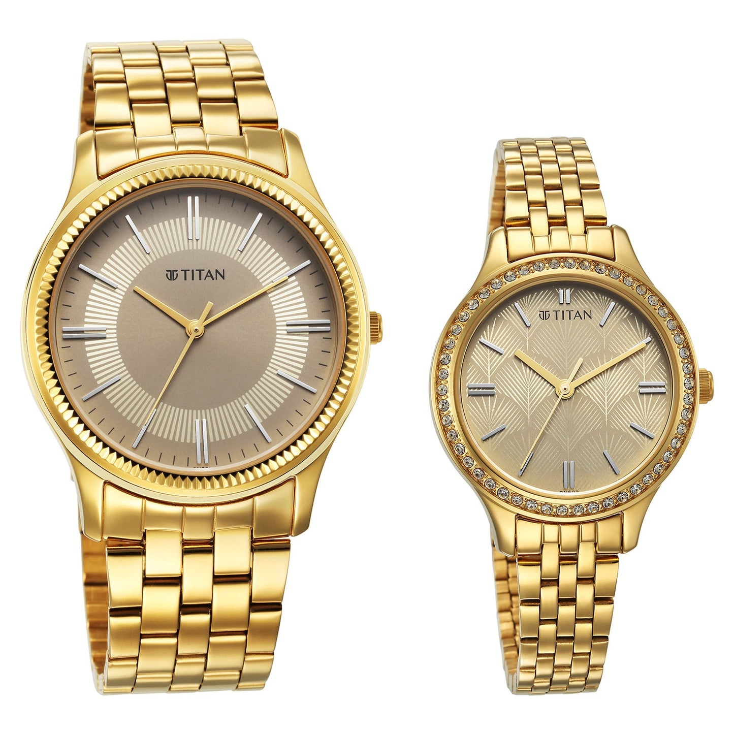 Titan Karishma Bandhan Off White Dial Analog Stainless Steel Strap watch for Couple