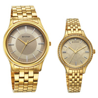 Titan Karishma Bandhan Off White Dial Analog Stainless Steel Strap watch for Couple