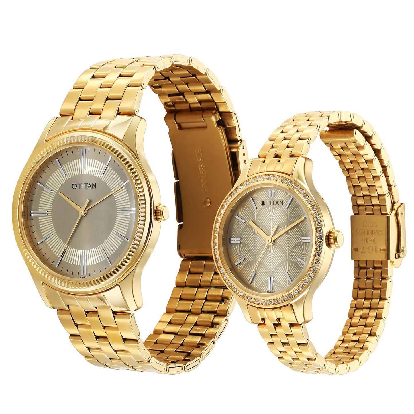 Titan Karishma Bandhan Off White Dial Analog Stainless Steel Strap watch for Couple