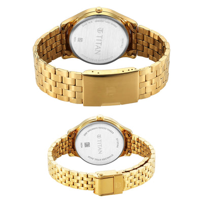 Titan Karishma Bandhan Off White Dial Analog Stainless Steel Strap watch for Couple
