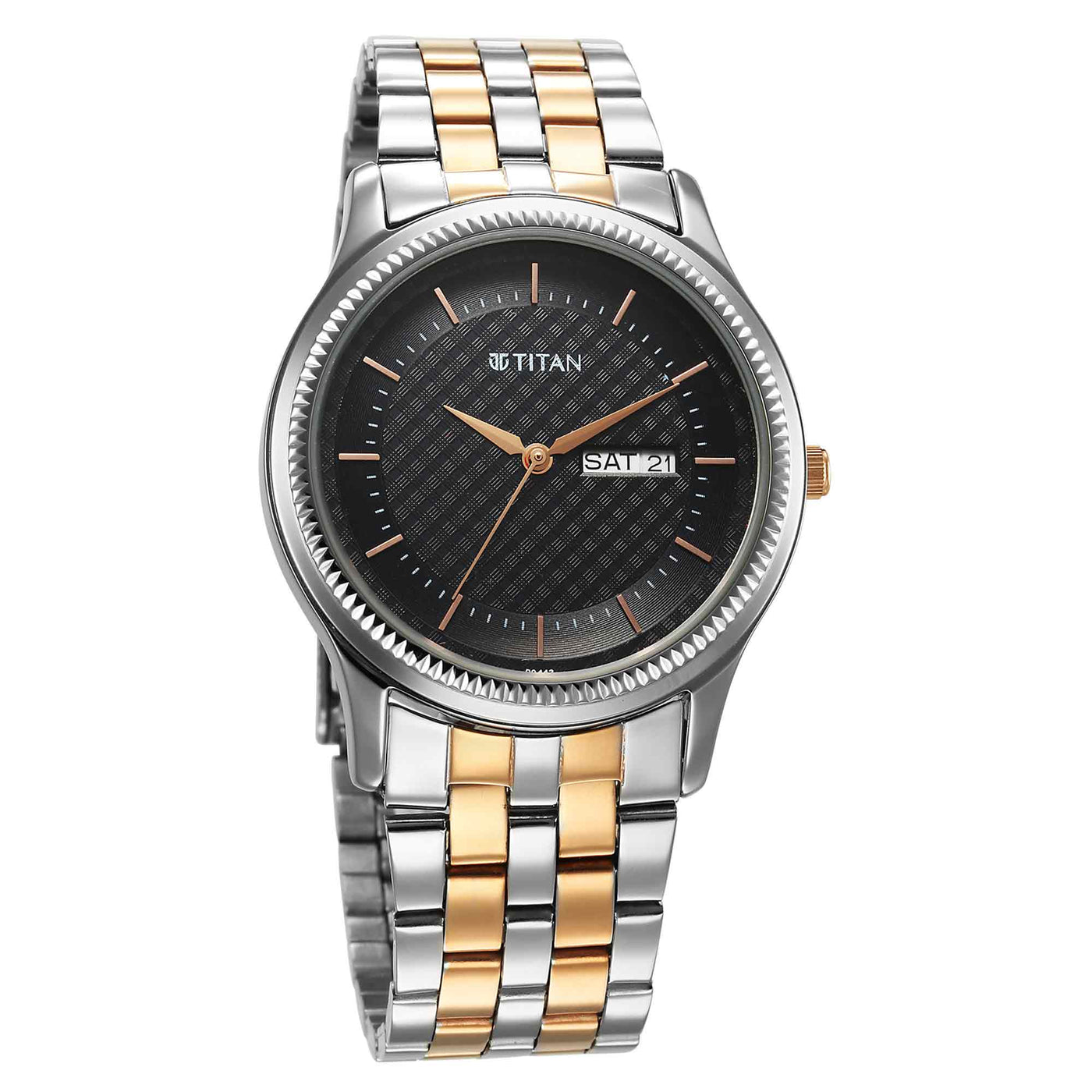 Titan Karishma Quartz Analog with Day and Date Blue Dial Stainless Steel Strap Watch For Men