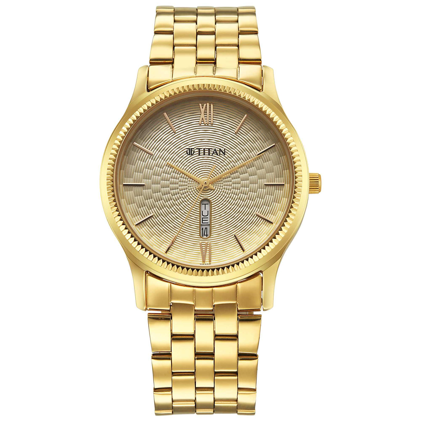 Titan Karishma Golden Dial Stainless Steel Strap Analog Watch For Men