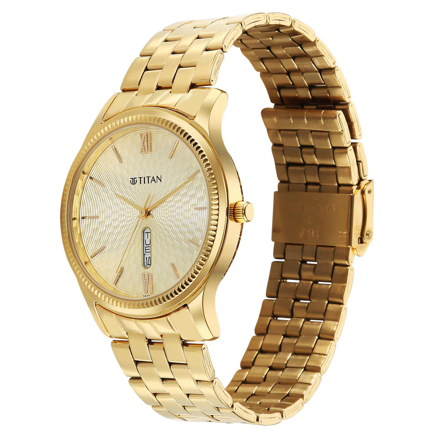 Titan Karishma Golden Dial Stainless Steel Strap Analog Watch For Men