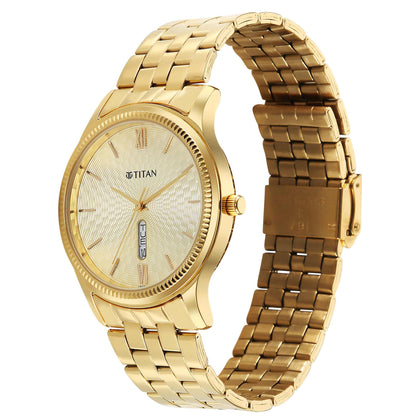 Titan Karishma Golden Dial Stainless Steel Strap Analog Watch For Men
