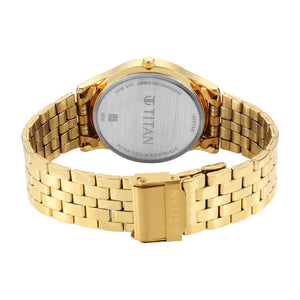 Titan Karishma Golden Dial Stainless Steel Strap Analog Watch For Men