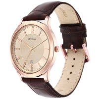 Titan Rose Gold Dial Analog with Date Leather Strap watch for Men
