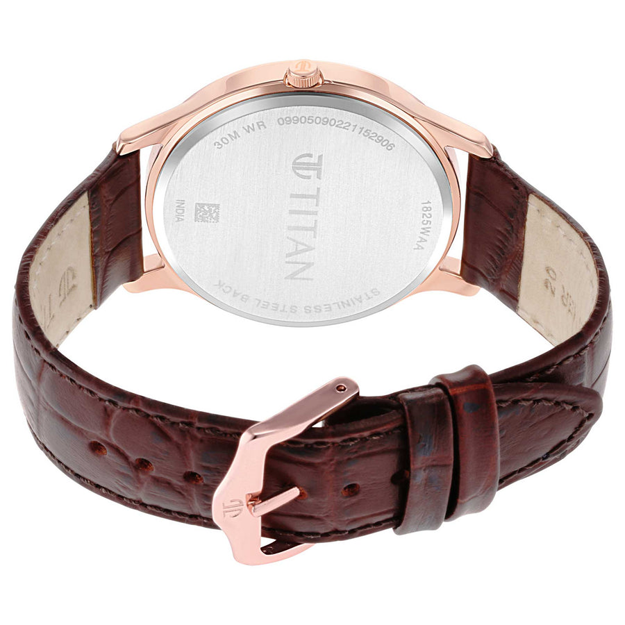 Titan Rose Gold Dial Analog with Date Leather Strap watch for Men