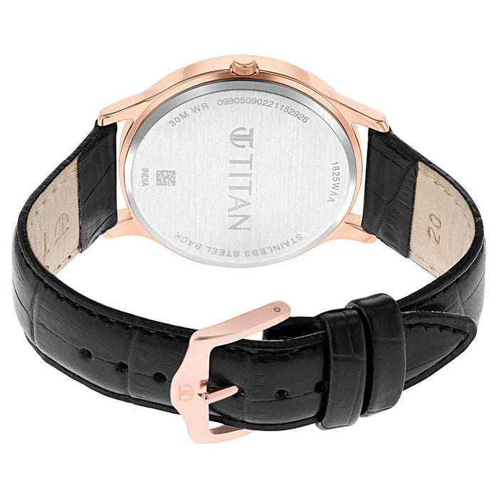 Titan Quartz Analog with Date Black Dial Leather Strap Watch for Men