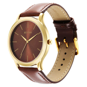 Titan Karishma Radiance Brown Dial Analog Leather Strap watch for Men
