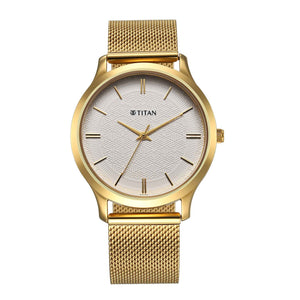 Titan Karishma Quartz Analog White Dial Stainless Steel Strap Watch for Men