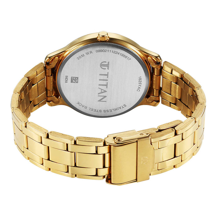 gold men wrist watch
