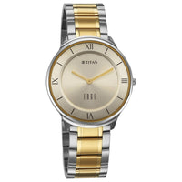 Titan Champagne Dial Two Toned Stainless Steel Strap Analog Watch for Men