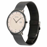 Titan Edge Murals Quartz Analog Pink Dial Grey Stainless Steel Strap Watch For Men