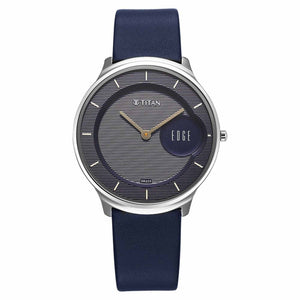 Titan Edge Murals Quartz Analog Blue Dial Blue Leather Strap Watch For Men