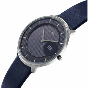 Titan Edge Murals Quartz Analog Blue Dial Blue Leather Strap Watch For Men
